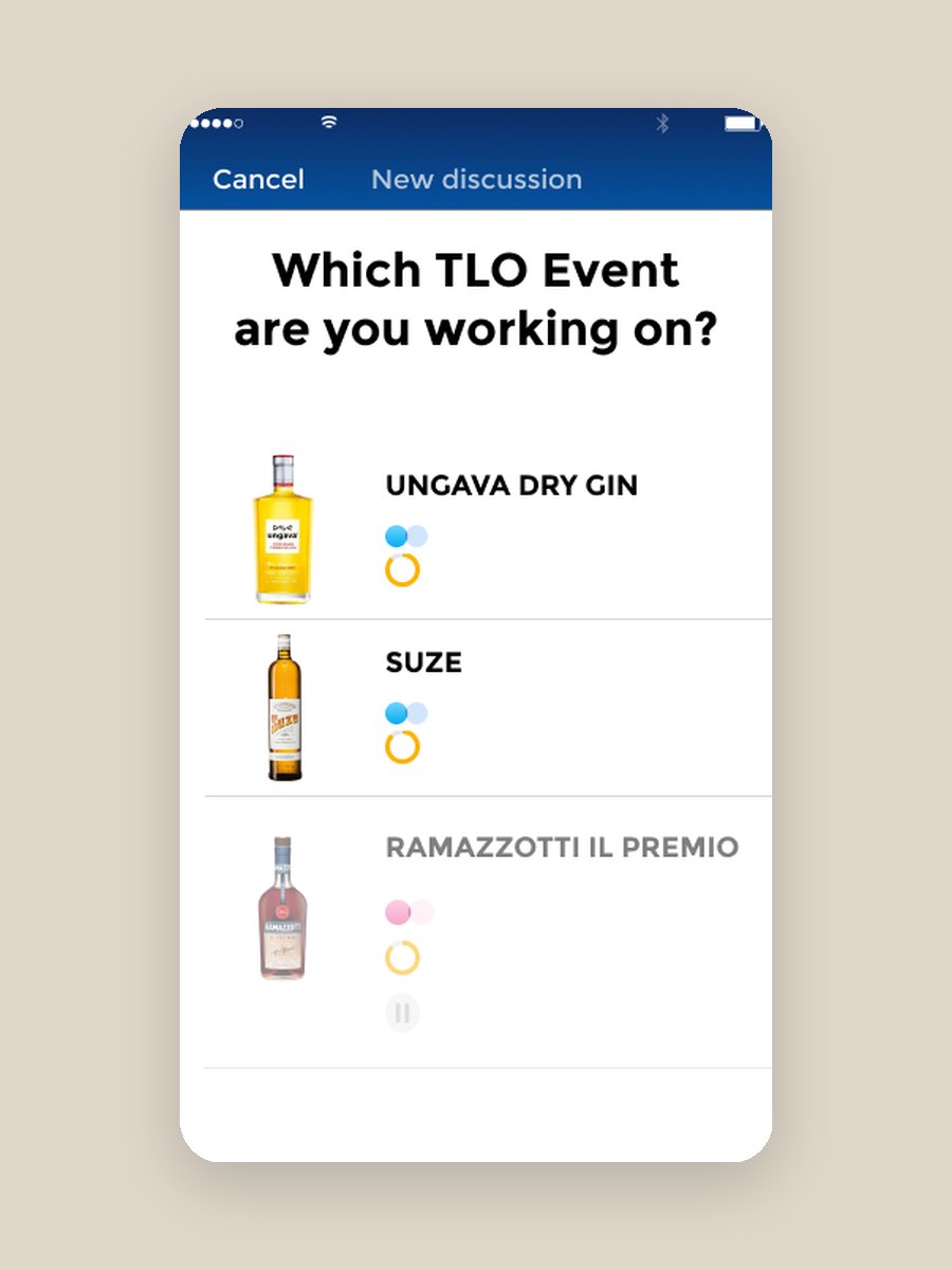 App TLO : choix de l’événement de test (Ungava, Suze, Ramazzotti)